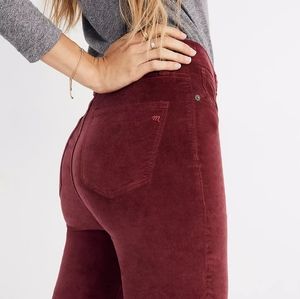 Madewell high rise velvet skinny